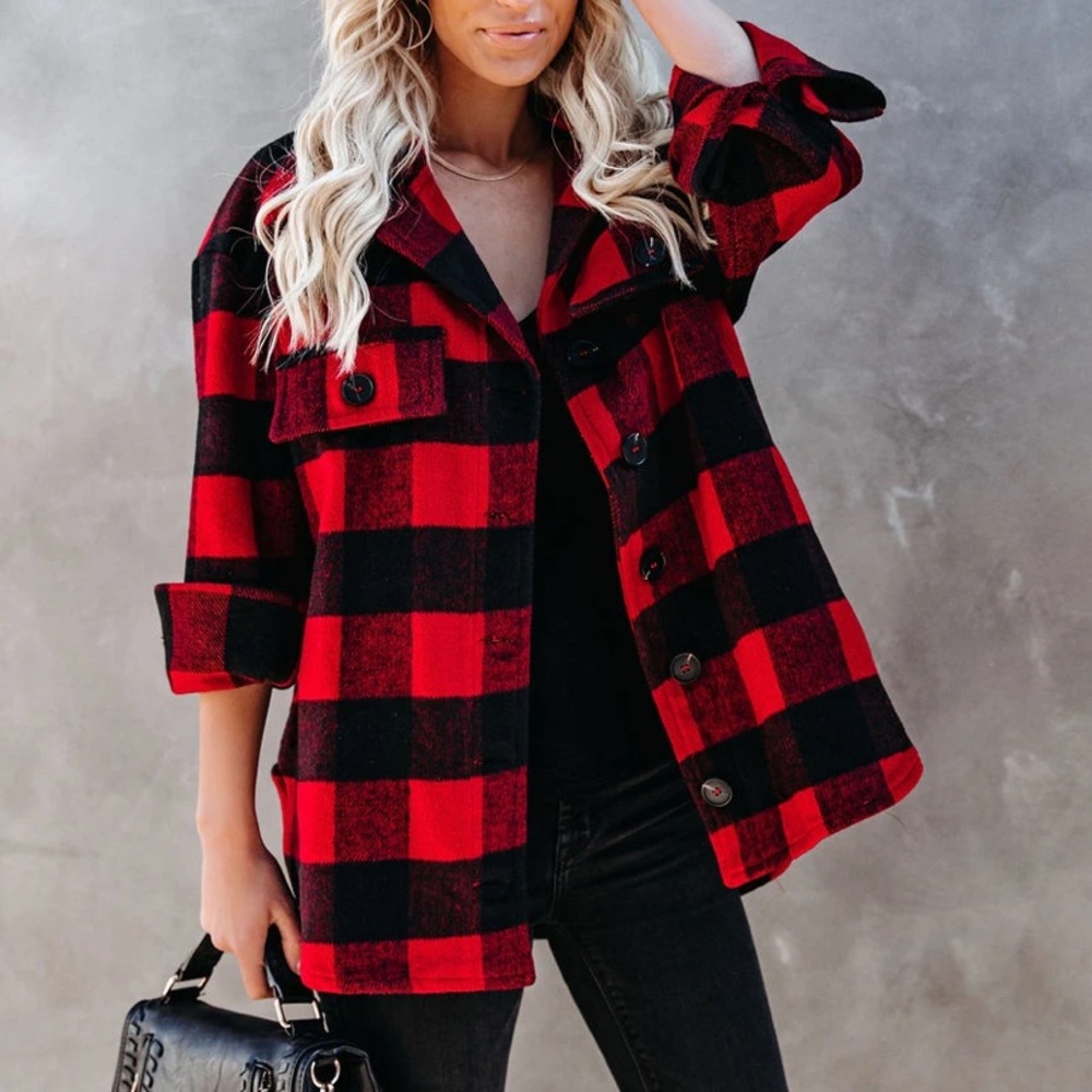 NWT Buffalo Check Plaid Flannel Button Up Jacket